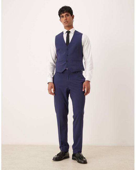 ASOS Blue Skinny Stretch Suit Waistcoat for men