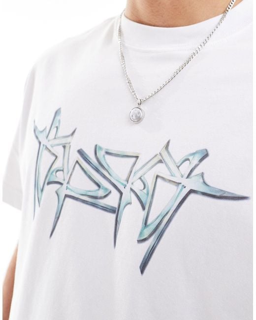 Weekday White Oversized Graphic Print T-shirt for men