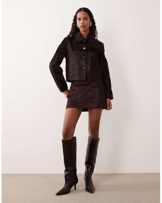 Mango Black 100% Leather Jacket Co-ord
