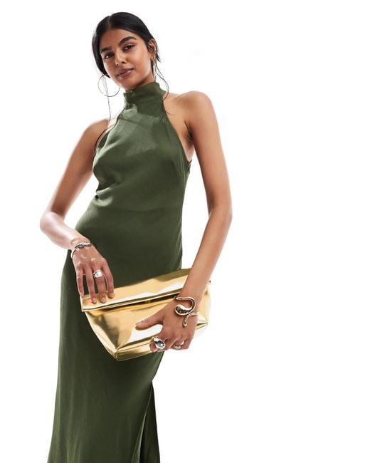 ASOS Roll Top Clutch Bag in Green | Lyst