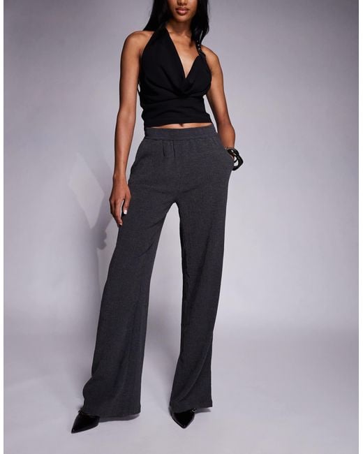 ASOS Blue Asos Design Tall Textured Wide Leg Trouser