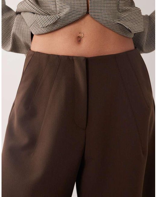 ASOS Brown Clean Waistband Oversized Tailored Barrel Trouser In