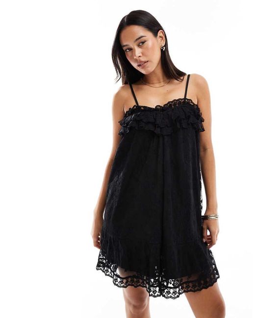 Miss Selfridge Black Premium Lace Detail Dress