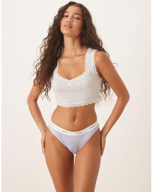 Calvin Klein White – bikinihose aus gerippter baumwolle