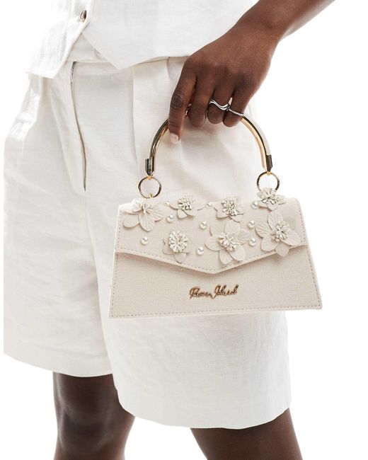 River Island White 3D Flower Cross Body Satchel Bag