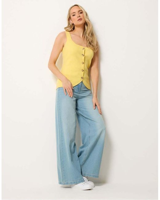 Long Tall Sally Yellow Button Knitted Vest Top