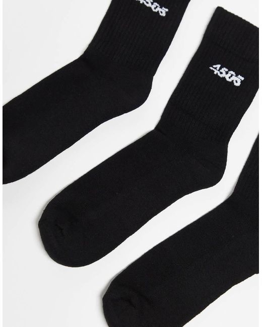 4505 Black Icon 3 Pack Anti Bacterial Crew Sport Socks