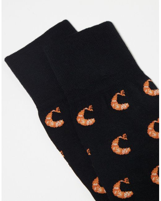 PS by Paul Smith Black Paul Smith Socks With All Over Prawn Print for men