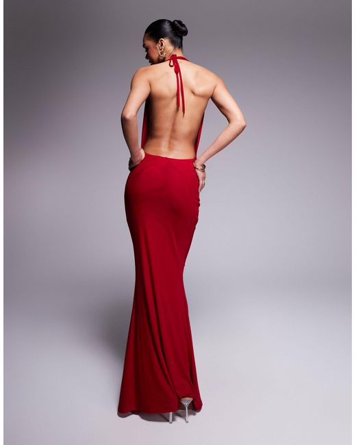 Murci Red – exklusiv – neckholder-maxikleid aus netzstoff