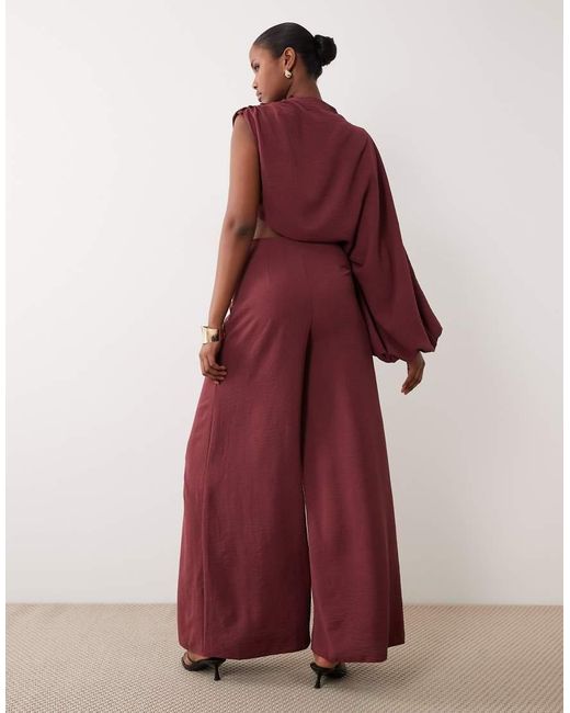 ASOS Purple One Shoulder Blouson Sleeve Cut Out Jumpsuit