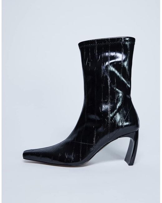 TOPSHOP Black Pearl Point Toe Ankle Boot