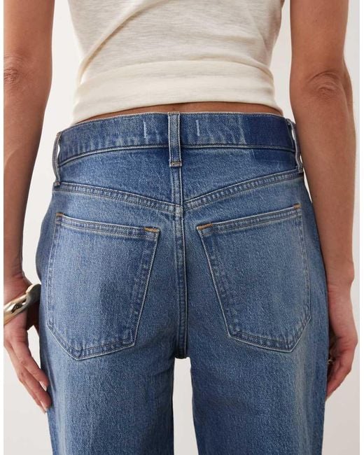 Abercrombie & Fitch Blue 90s Relaxed High Rise Jeans With Turn Up Hem