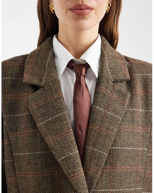 ONLY Brown Checked Blazer Coat