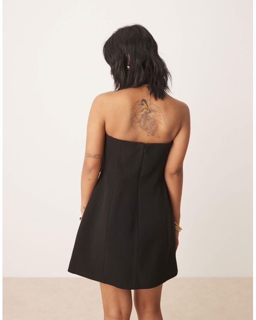 Forever New Black 3D Floral Mini Dress
