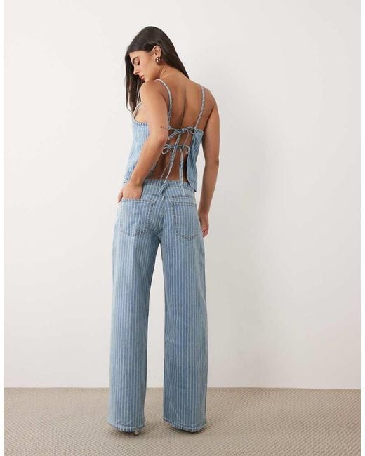 Abercrombie & Fitch Blue Lighweight Denim Wide Leg Tie-up Jeans Set