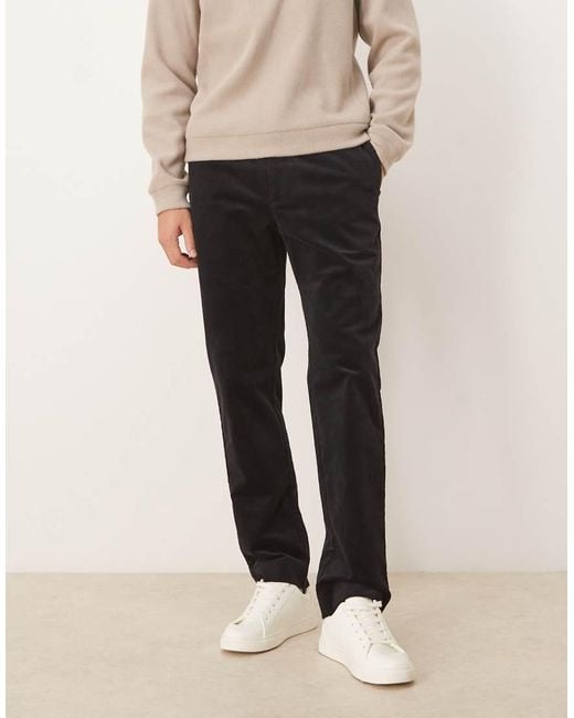 Mango Black Slim Fit Cord Trousers for men
