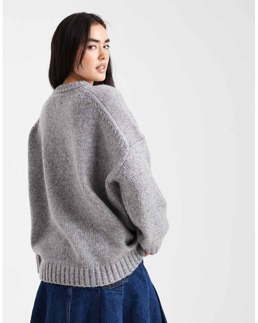 ASOS Oversized Trui Met Ronde Hals En Ronde Zoom in het Gray