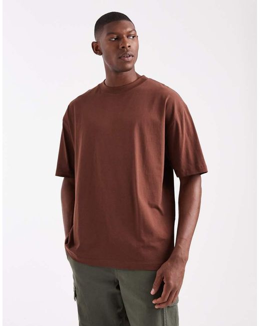 T-Shirt Basic Oversize di ASOS in Brown da Uomo