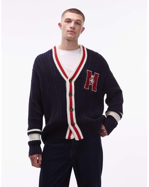 Tommy Hilfiger Blue Embroidered Logo Cardigan for men
