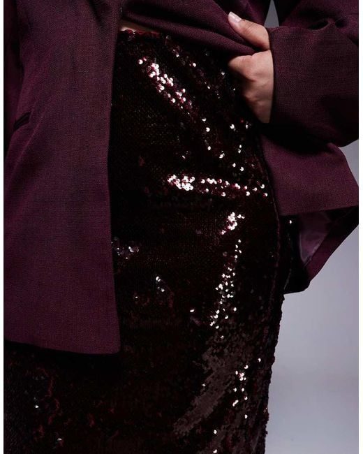 Renee Studio Purple High Waist Sequin Maxi Skirt