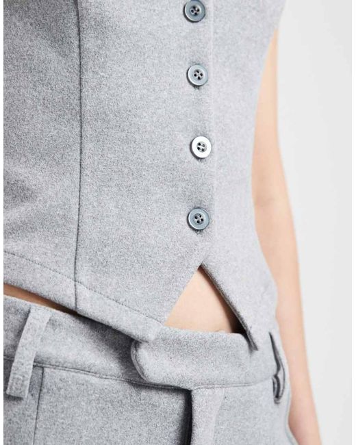ASOS Gray Co-Ord Brushed Button Detail Cami Waistcoat