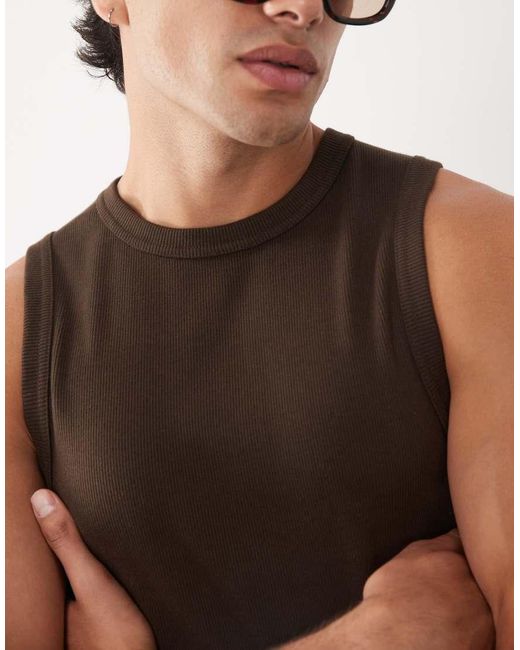 ASOS Brown Super Heavyweight Muscle Fit Singlet for men