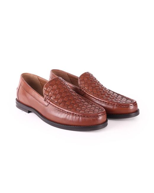 OFF THE HOOK Red Orson Leather Woven Loafers for men