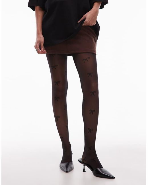 & Other Stories Black Bow Pattern Sheer Tights