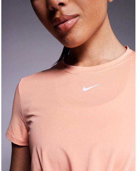 Nike Pink Nike One Training Dri-Fit Twisted Cropped T-Shirt
