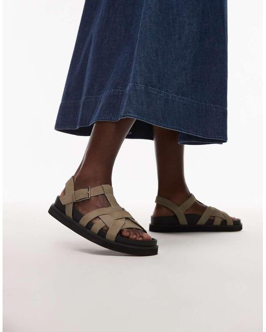 TOPSHOP Blue Jason Flat Sandals