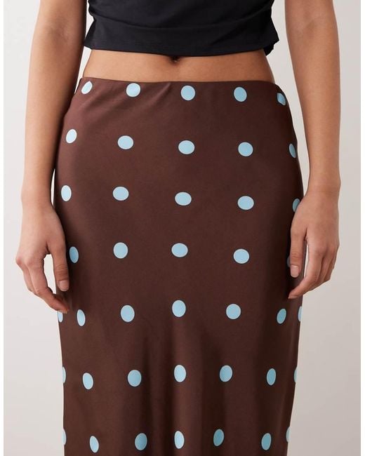 New Look Black Polka Dot Lace Satin Midi Skirt