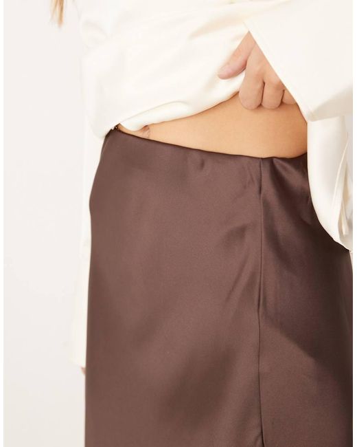 Gina Tricot Natural Midi Satin Skirt