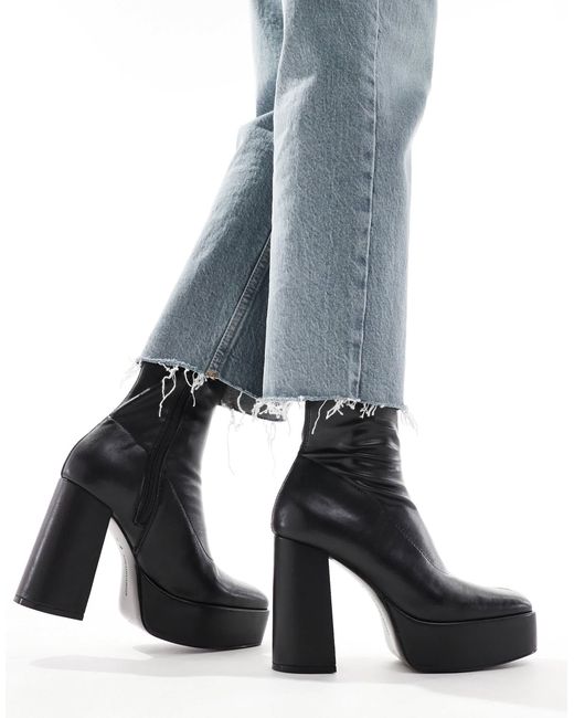 Stradivarius Blue Platform Heeled Ankle Boot