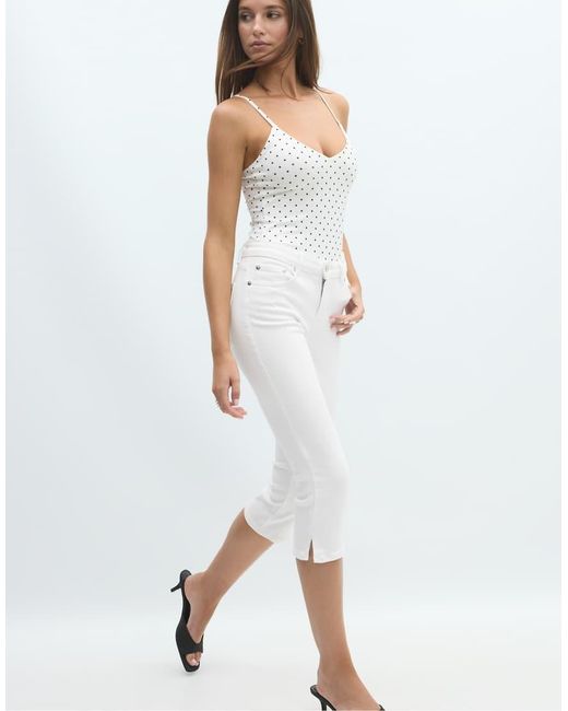Stradivarius White Fitted V-Neck Bodysuit