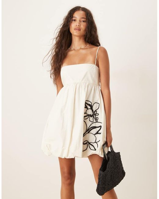 Mango Babydoll Mini-Jurk in het Natural