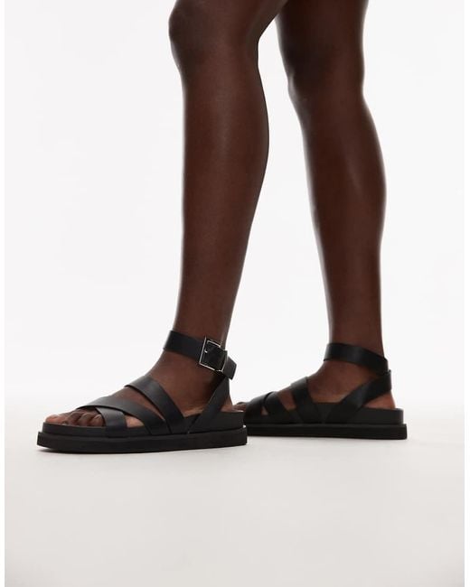 TOPSHOP Brown Jady Flat Sandals