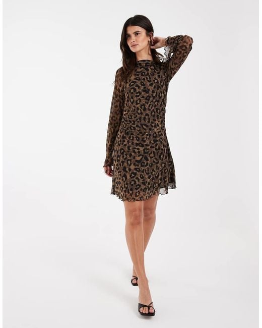 JJXX Brown Wide Sleeve Mini Dress