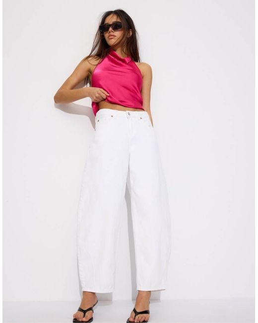 Stradivarius Pink Satin Effect Halter Top
