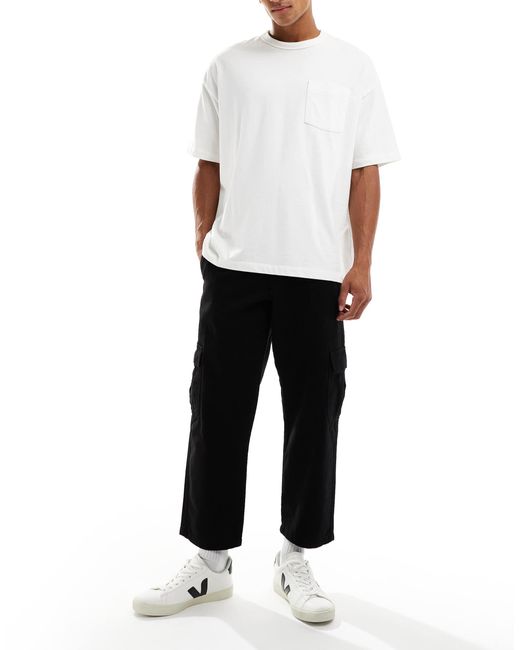 ASOS – schmal zulaufende relaxed fit cargohose in Black für Herren