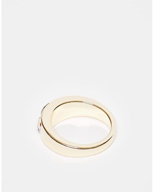 ASOS White Ring With Heart Sparkly Crystals