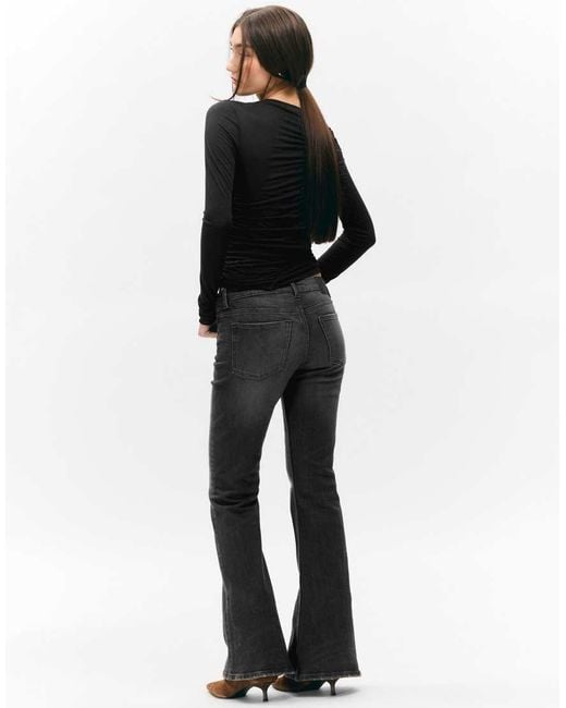Monki Black Asymmetric Ruched Top
