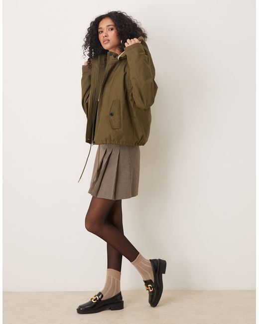 ASOS Natural Cropped Parka With Borg Lined Hood