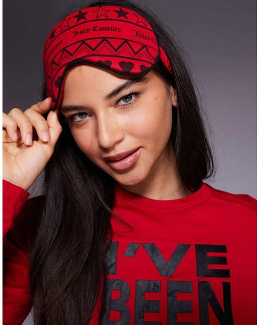 Juicy Couture Red Ive Been So Good Logo Christmas Pyjama And Mask Set