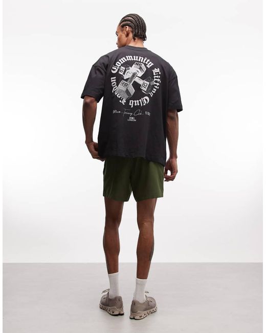 4505 Black Heavyweight Cotton Oversized T-Shirt With Back Graphic And Quick Dry Finish for men