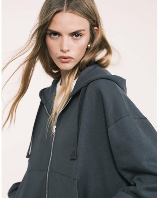 ASOS Blue Co-Ord Zip Through Hoodie With Balloon Sleeve
