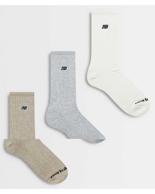 New Balance White Logo Patch Seasonal Crew Socks 3 Pack