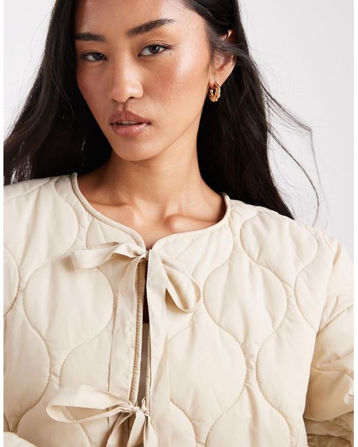 Vero Moda Blue Tie Front Quilted Jacket