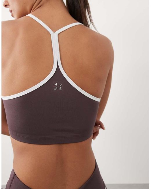 4505 Purple Active Light Support Sports Bra With Piping And Removable Padding
