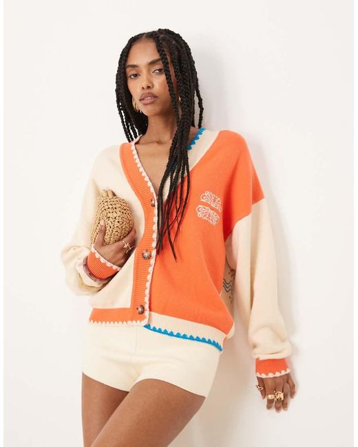 Never Fully Dressed Orange Embroidered Cardigan