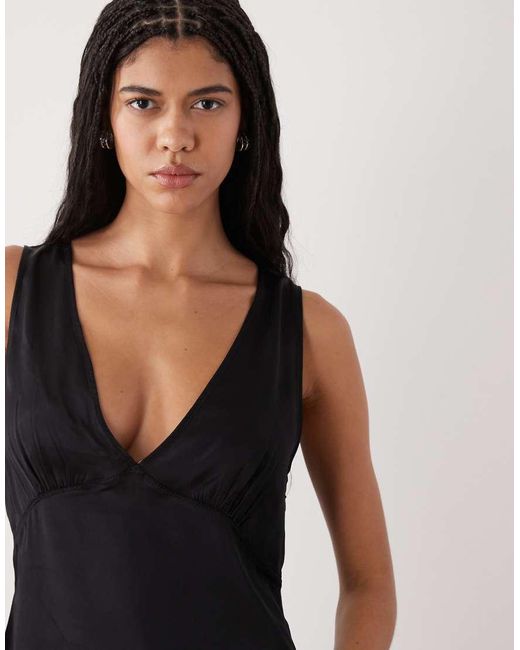 Weekday Black Satin Top
